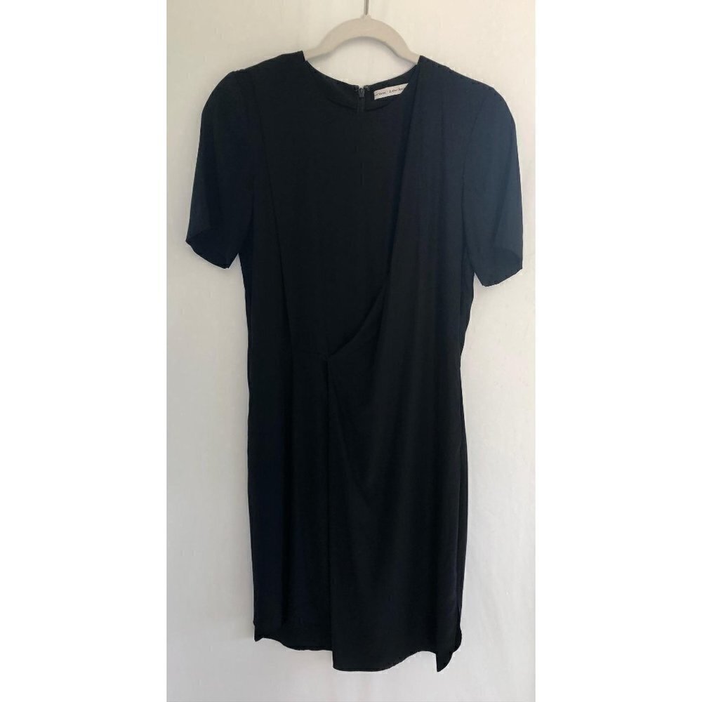 & Other Stories Assymetrical Chic Bodycon 100% Silk Midi Black Dress 6